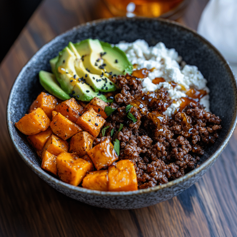 Cottage Cheese Sweet Potato Beef Bowls
