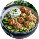 Greek Turkey Meatballs with Tzatziki and Cucumbers